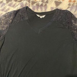 Black t-shirt with lace sleeves